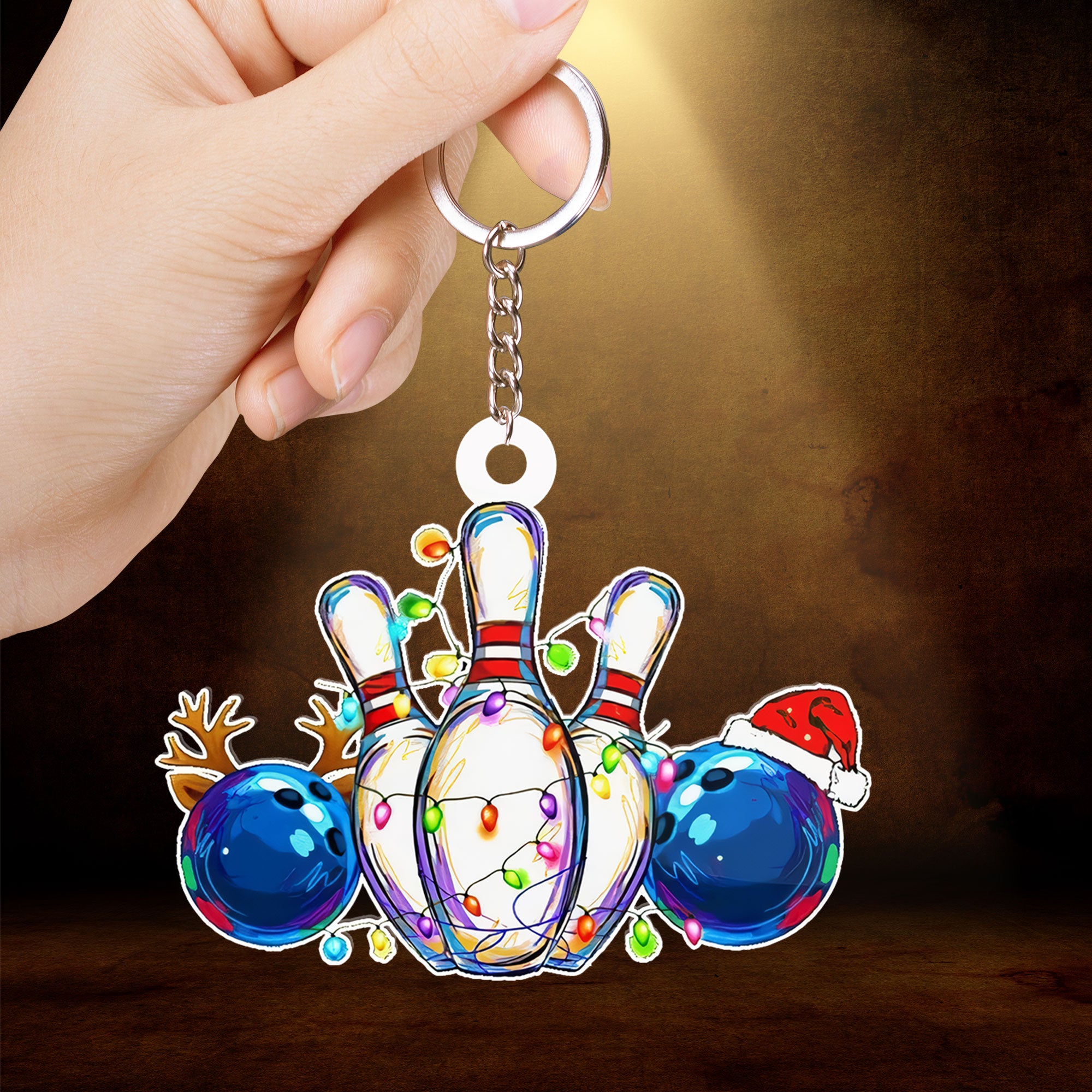 Bowling Christmas Acrylic Keychain For Bowling Lovers - Christmas Gift For Bowling Lovers, Bowlers