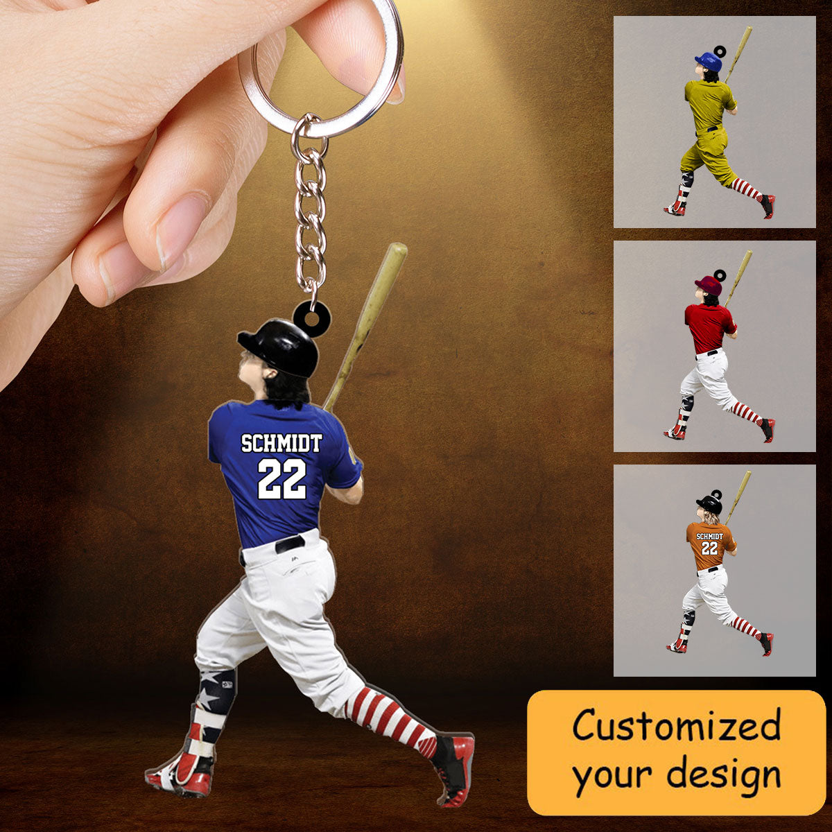 Personalized Baseball Player Christmas Acrylic Keychain - Great Gift Idea For Baseball Lovers