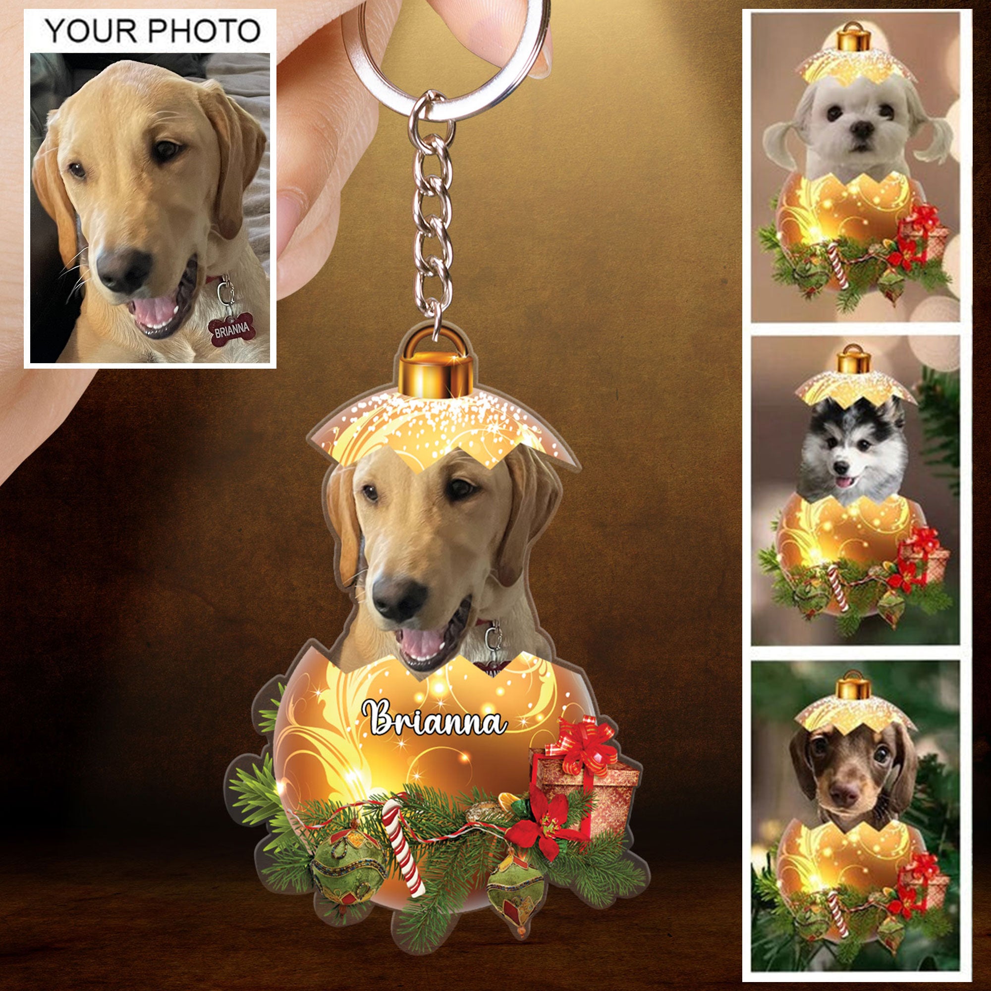 Personalized Gift For Pet Lovers, Custom Image Pet In Egg Acrylic Keychain For Pet Lovers