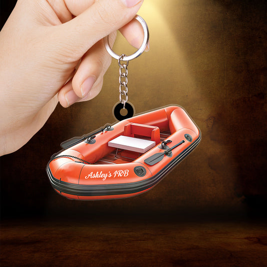 Personalized Inflatable Boat Acrylic Keychain For Xmas Decor, Custom Name Christmas Acrylic Keychain Gift For Family