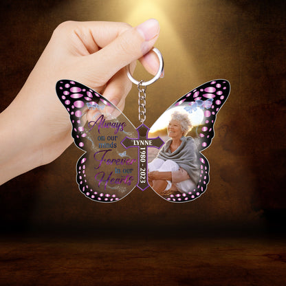 Custom Mom Photo Butterfly Acrylic Keychain, Customized Memorial Dad Photo Acrylic Keychain - Memorial Gift For Mom, Dad, Family, Friends