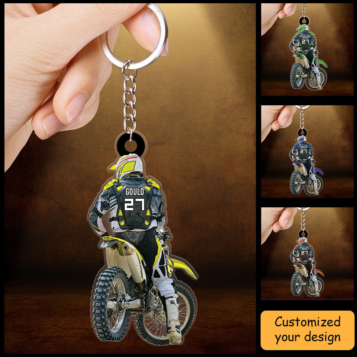 Personalized Motocross Racer Keychain, Customized Acrylic Keychain For Motocross Lovers