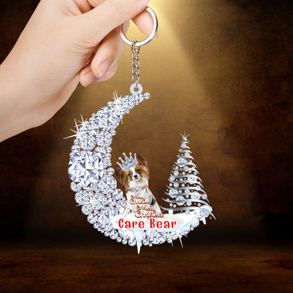 Custom Papillon Diamond Moon Merry Christmas Mica Ornament - Best Gift For Dog Lovers, Dog Owners