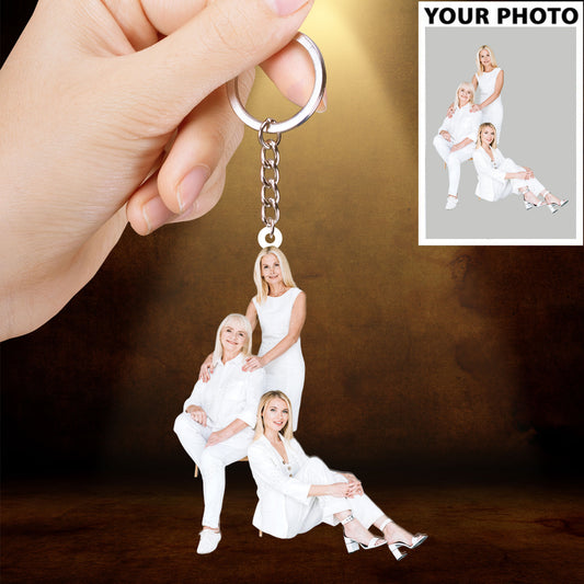 Family Cute Custom Photo Keychain, Custom Photo Shape Acrylic Keychain - Christmas Gift For Family