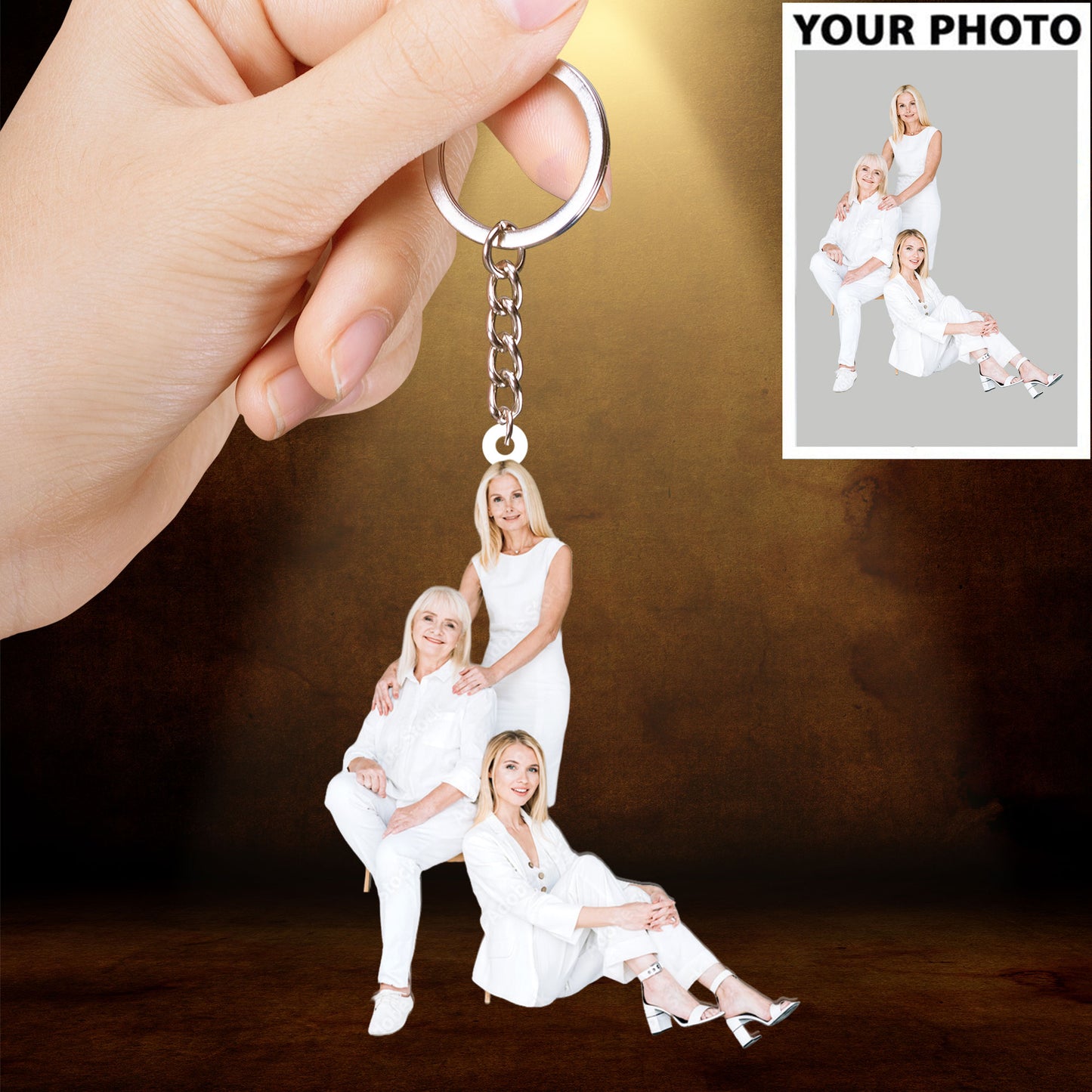 Family Cute Custom Photo Car Ornament, Custom Photo Shape Car Ornament - Christmas Gift For Family