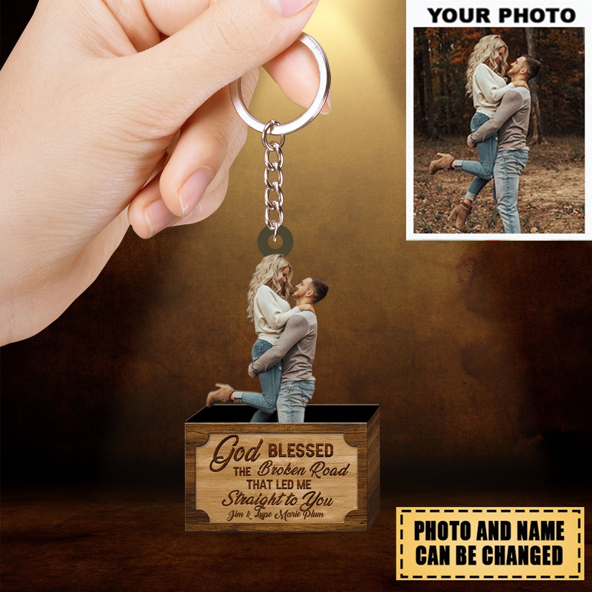 Personalized Car Hanging Acrylic Keychain - Gift For Couple - The Broken Road Led Me Straight To You