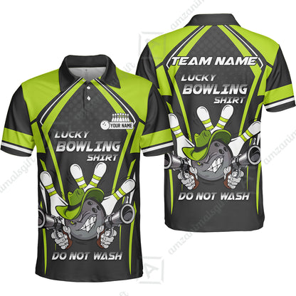 Customized Bowling Team Jersey, Lucky Bowling Shirt Do Not Wash Personalized Name Quarter-Zip Jerseys For Bowlers