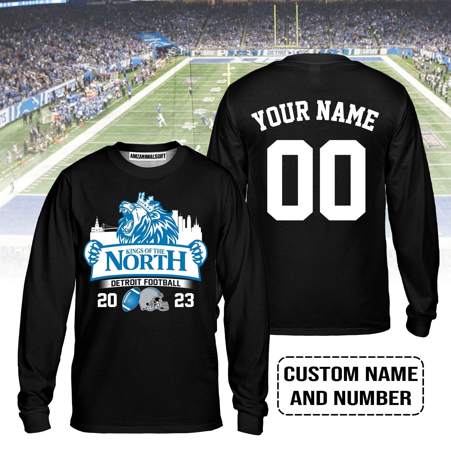 Detroit Football King Of The North 2023 Customized Long Sleeve Shirts, Conquered The North NFC North Champions Shirt, Detroit Football Fan Gifts