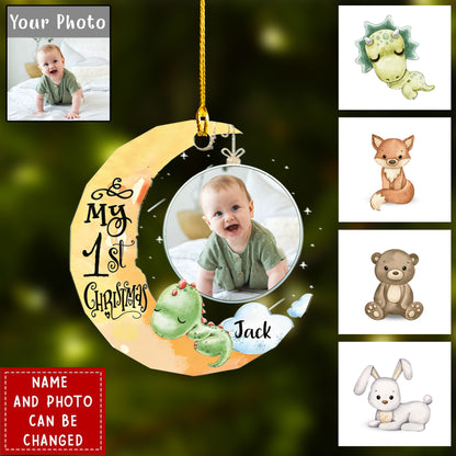 Personalized Baby's First Christmas Custom Photo Acrylic Ornament - Christmas Gift For Baby Kids, Newborn Baby