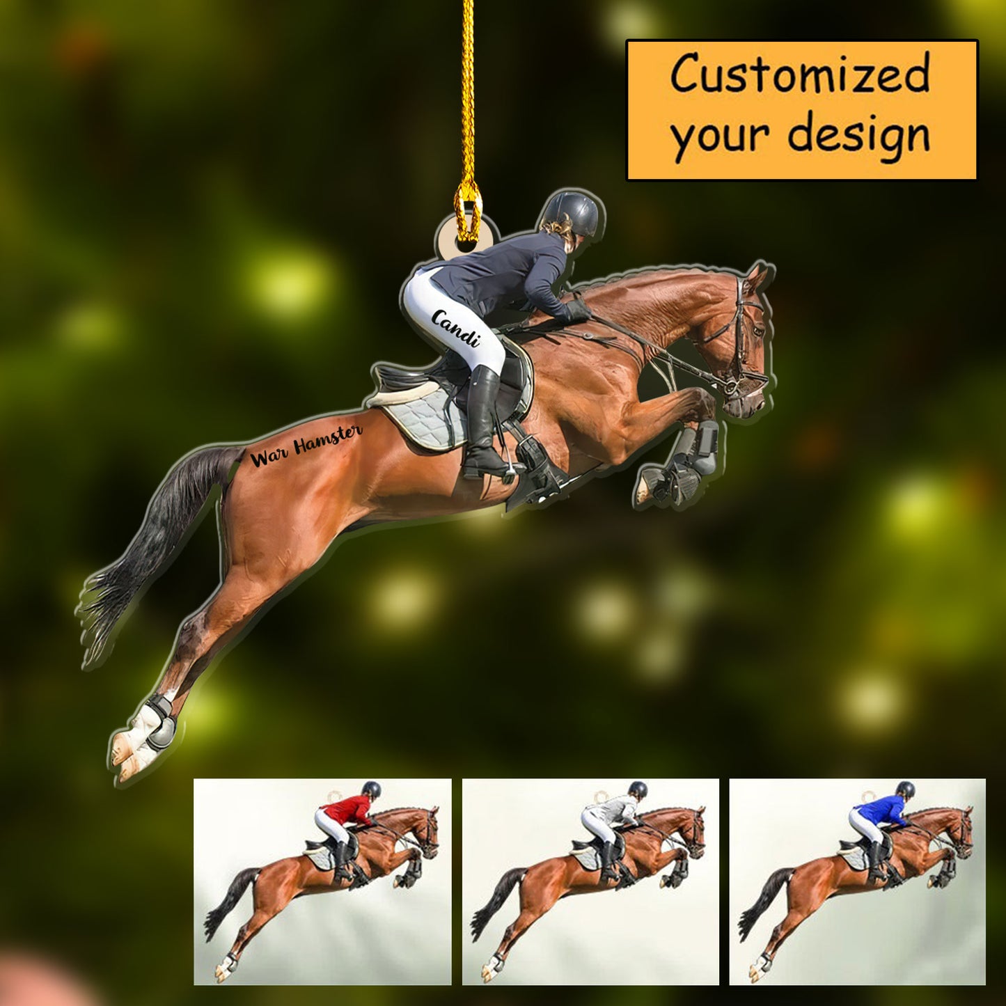 Personalized Horse Christmas Acrylic Keychain - Gift Idea For Horse Lover, Custom Shape Keychain Christmas