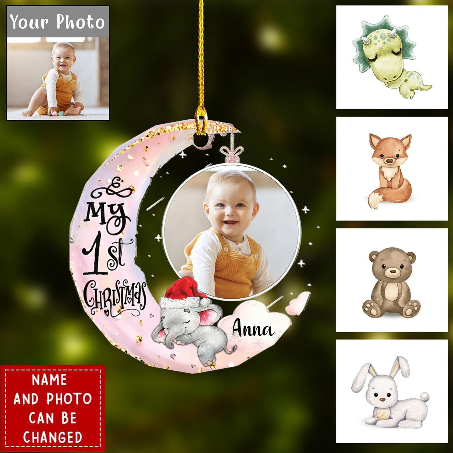 Personalized Baby's First Christmas Custom Photo Acrylic Ornament - Christmas Gift For Baby Kids, Newborn Baby