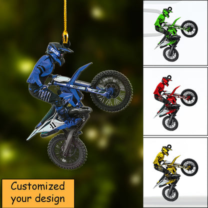 Custom Motocross Biker Acrylic Keychain, Personalized Motocross Biker Plying Acrylic Keychain For Motocross Lover