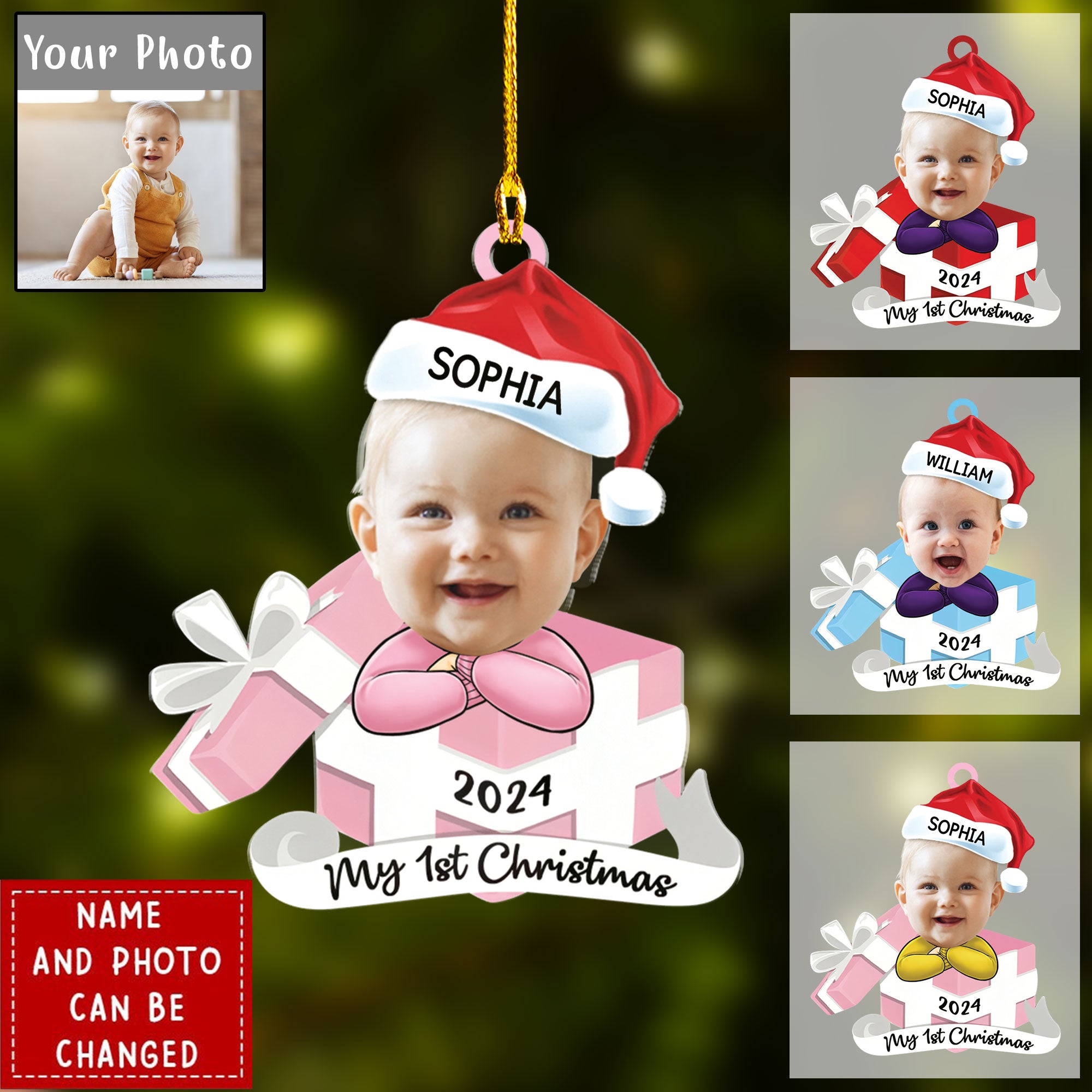 Custom Photo Hi I'm New Here Acrylic Ornament, Family Personalized Acrylic Ornament - Christmas Gift For Baby Kids, Newborn Baby