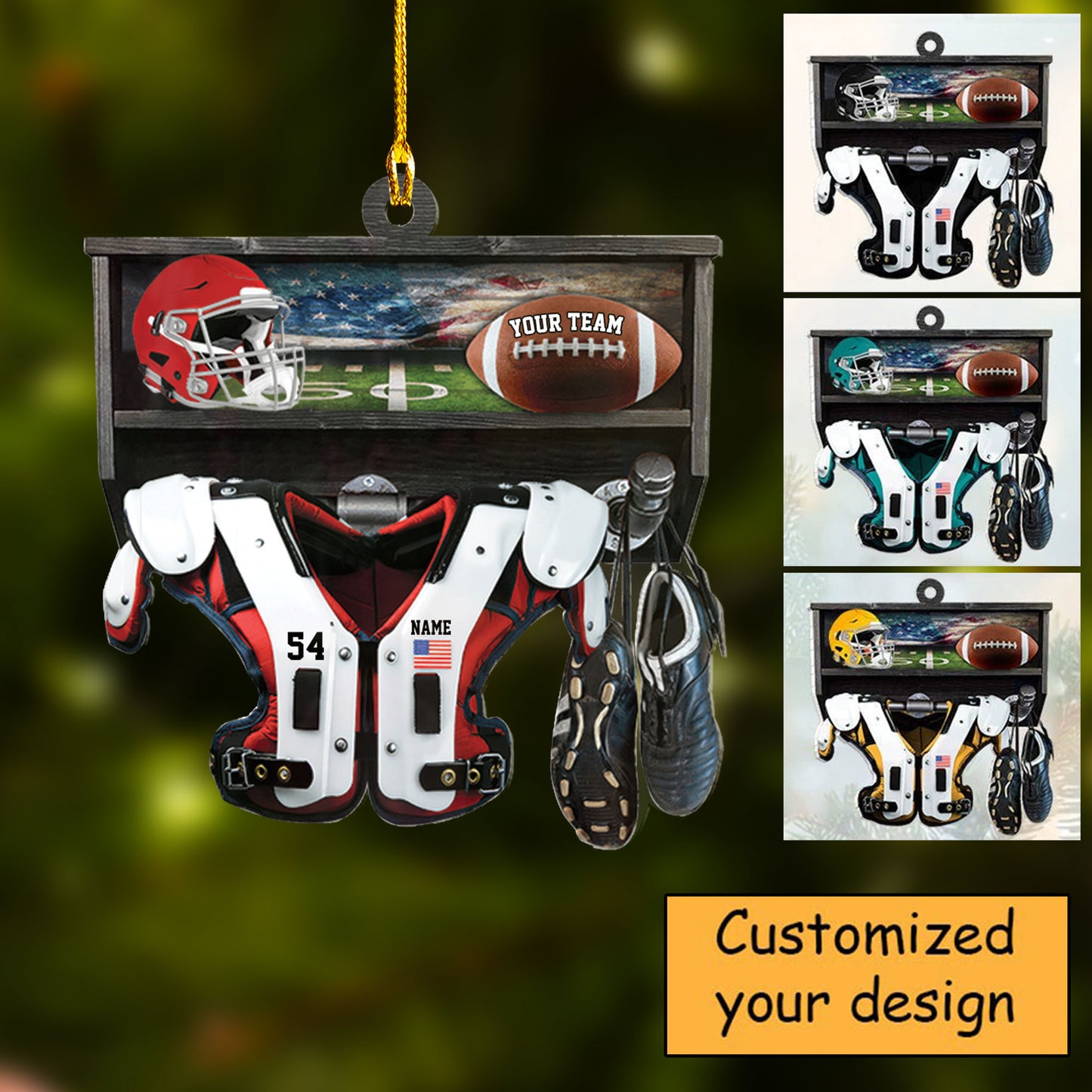 Personalized Acrylic Keychain American Football Christmas Keychain For Football Lovers, Football Player