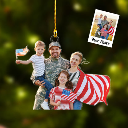 Personalized Acrylic Photo Keychain, Custom Your Family Photo Acrylic Keychain, Best Christmas Gift For Military Families