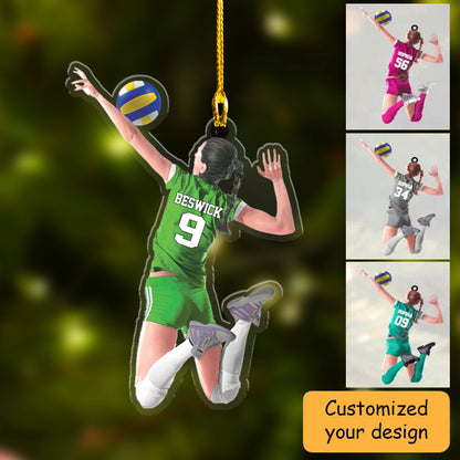 Custom Girl Beach Volleyball Acrylic Ornament - Gift For Volleyball Players