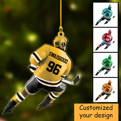 Personalized Ice Hockey Player Christmas Ornament - Great Gift Idea For Ice Hockey Lovers