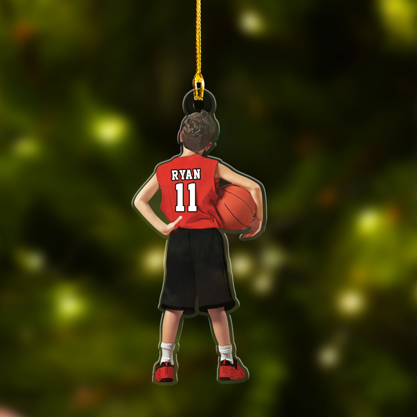 Custom Basketball Acrylic Christmas Keychain, Personalized Kids Little Boy Basketball Acrylic Keychain For Basketball Lover, Christmas