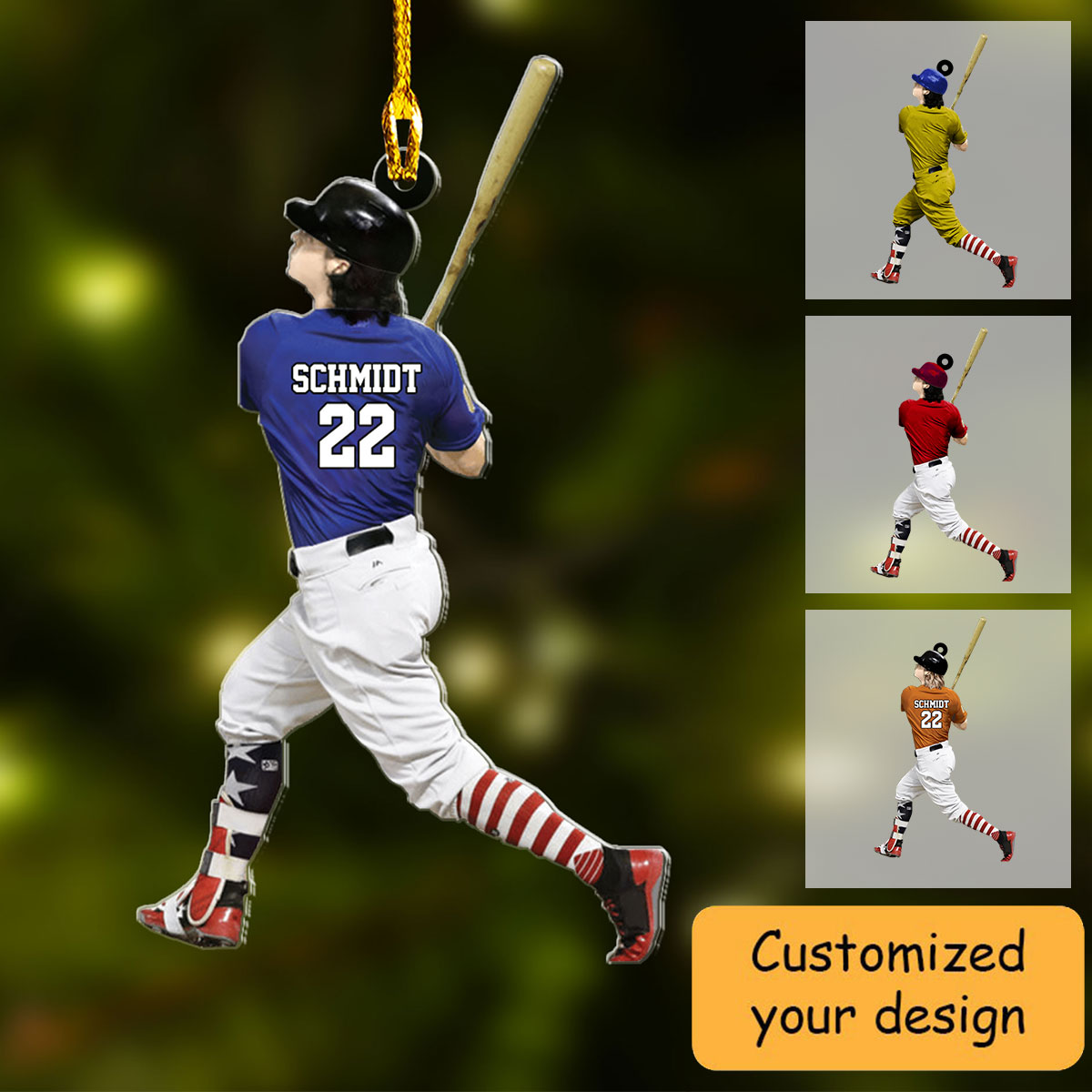 Personalized Baseball Player Christmas Acrylic Ornament - Great Gift Idea For Baseball Lovers