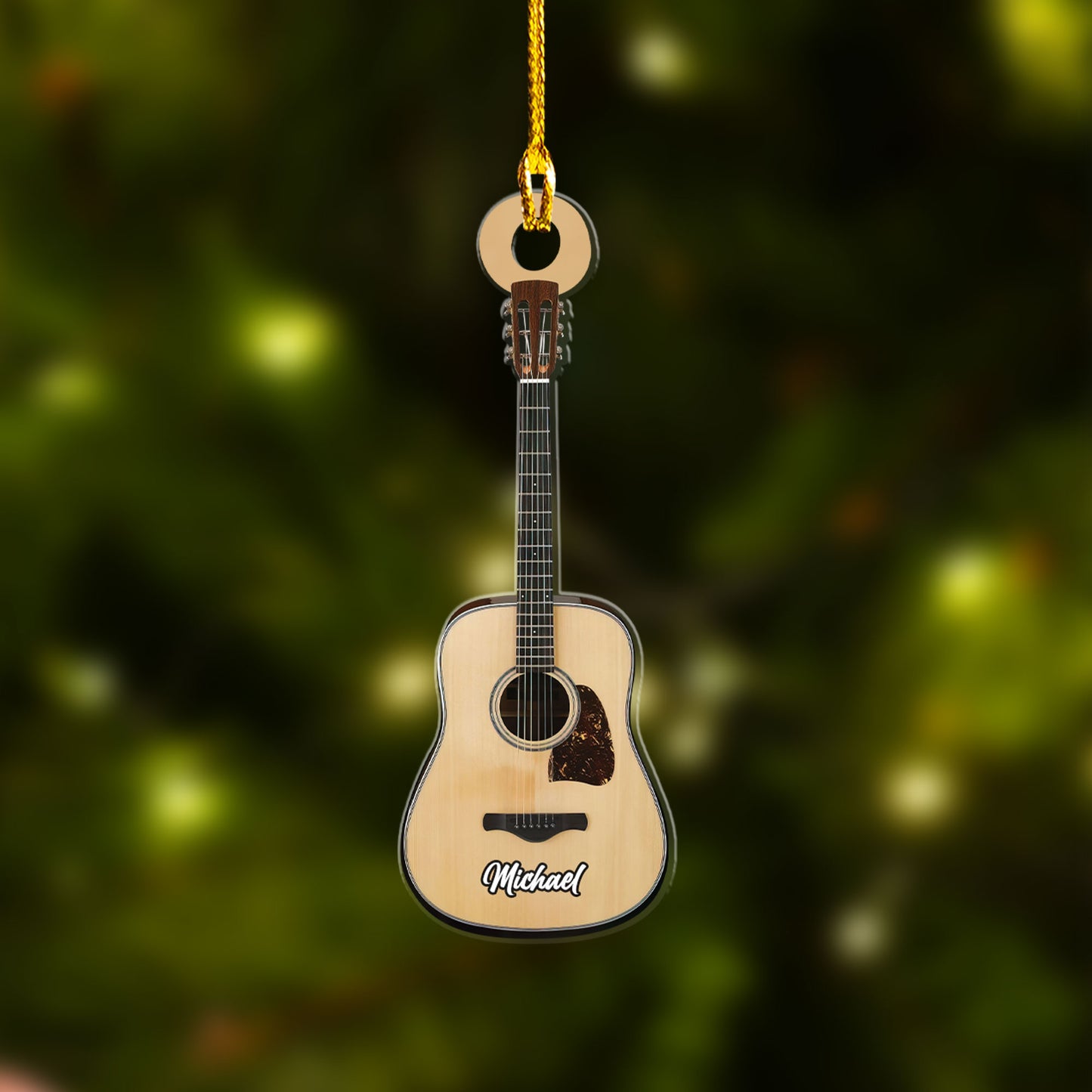 Personalized Classic Guitar Custom Name Christmas Car Ornament Custom Shape For Guitar Players