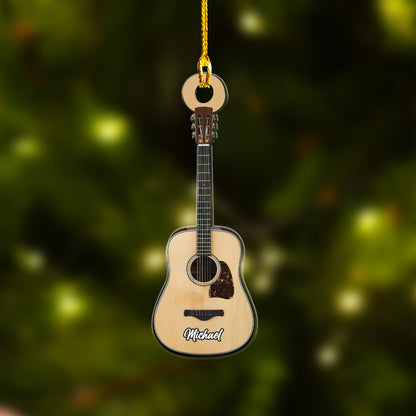 Personalized Classic Guitar Custom Name Christmas Car Ornament Custom Shape For Guitar Players