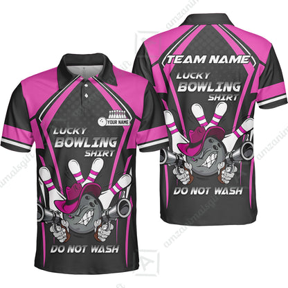 Customized Bowling Team Jersey, Lucky Bowling Shirt Do Not Wash Personalized Name Quarter-Zip Jerseys For Bowlers