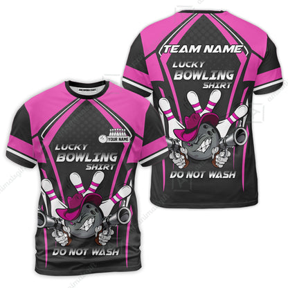 Customized Bowling Team Jersey, Lucky Bowling Shirt Do Not Wash Personalized Name Quarter-Zip Jerseys For Bowlers
