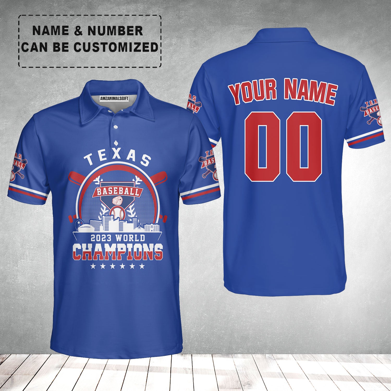 Texas Baseball 2023 World Champs Men Polo Shirts, Texas 2023 World Champions Baseball Custom Polo Shirts