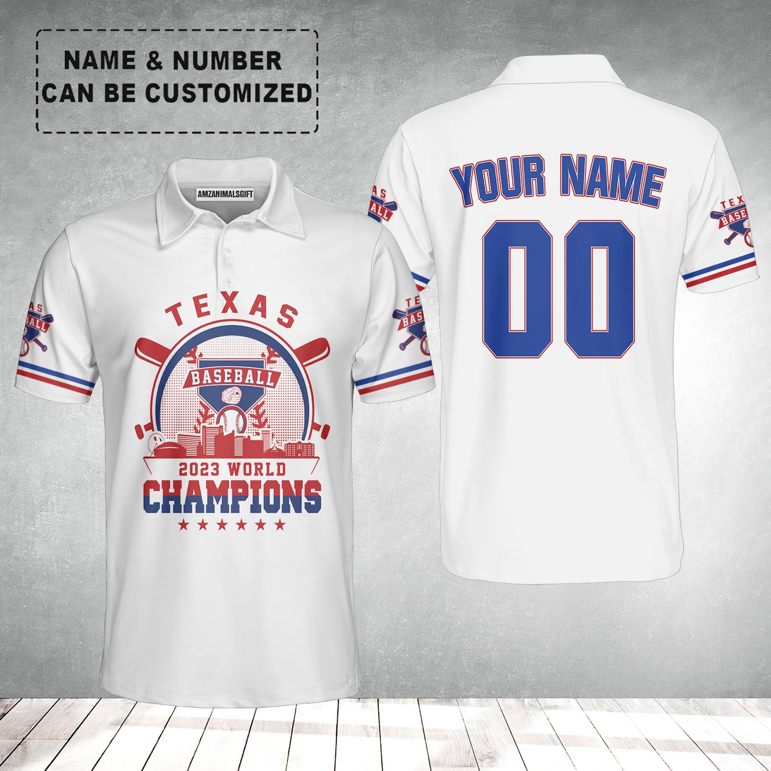 2023 Texas Baseball World Champs Men Polo Shirts, Texas 2023 World Champions Baseball Custom Polo Shirts