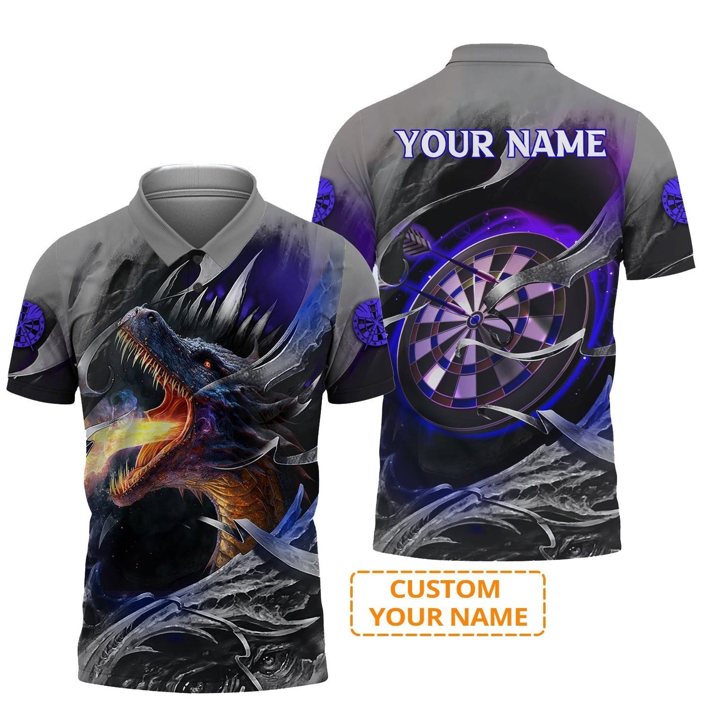 Customized Name Darts Hoodie, Bullseye Dartboard Personalized Flame Dragon And Darts Hoodie