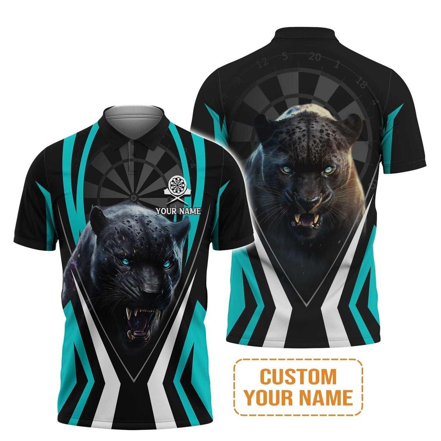 Black Panther And Darts Custom Name T-Shirt, Bullseye Dartboard Personalized T-Shirt - Gift For Darts Lovers, Friends