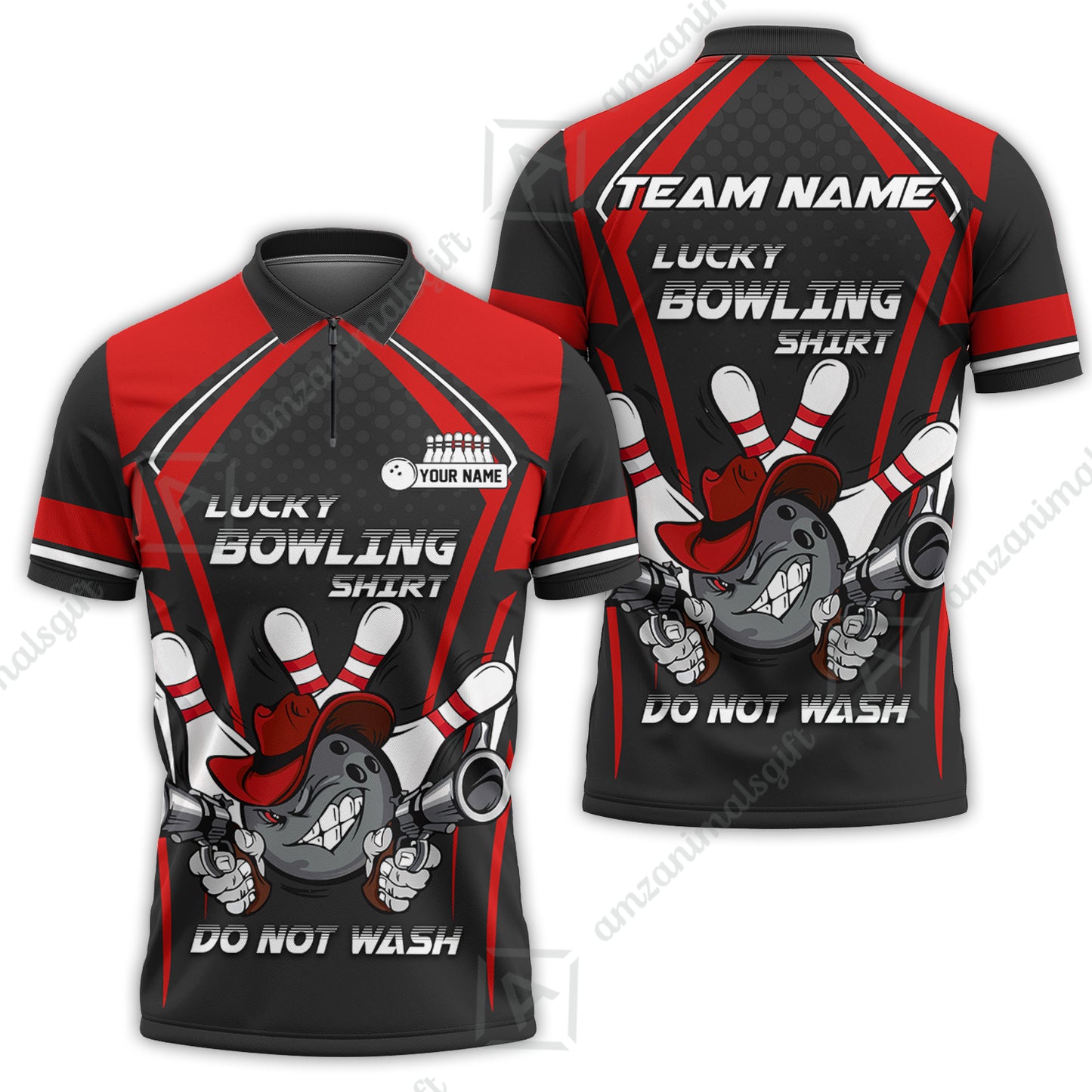 Customized Bowling Team Jersey, Lucky Bowling Shirt Do Not Wash Personalized Name Quarter-Zip Jerseys For Bowlers