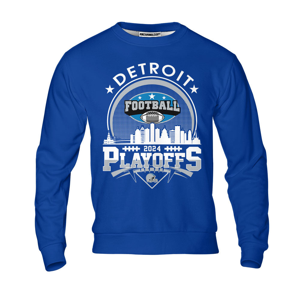 Detroit Football 2023-2024 Playoffs Skyline Sweatshirt, Detroit Game Day Sweatshirt, Playoffs Shirts For Detroit Football Fans