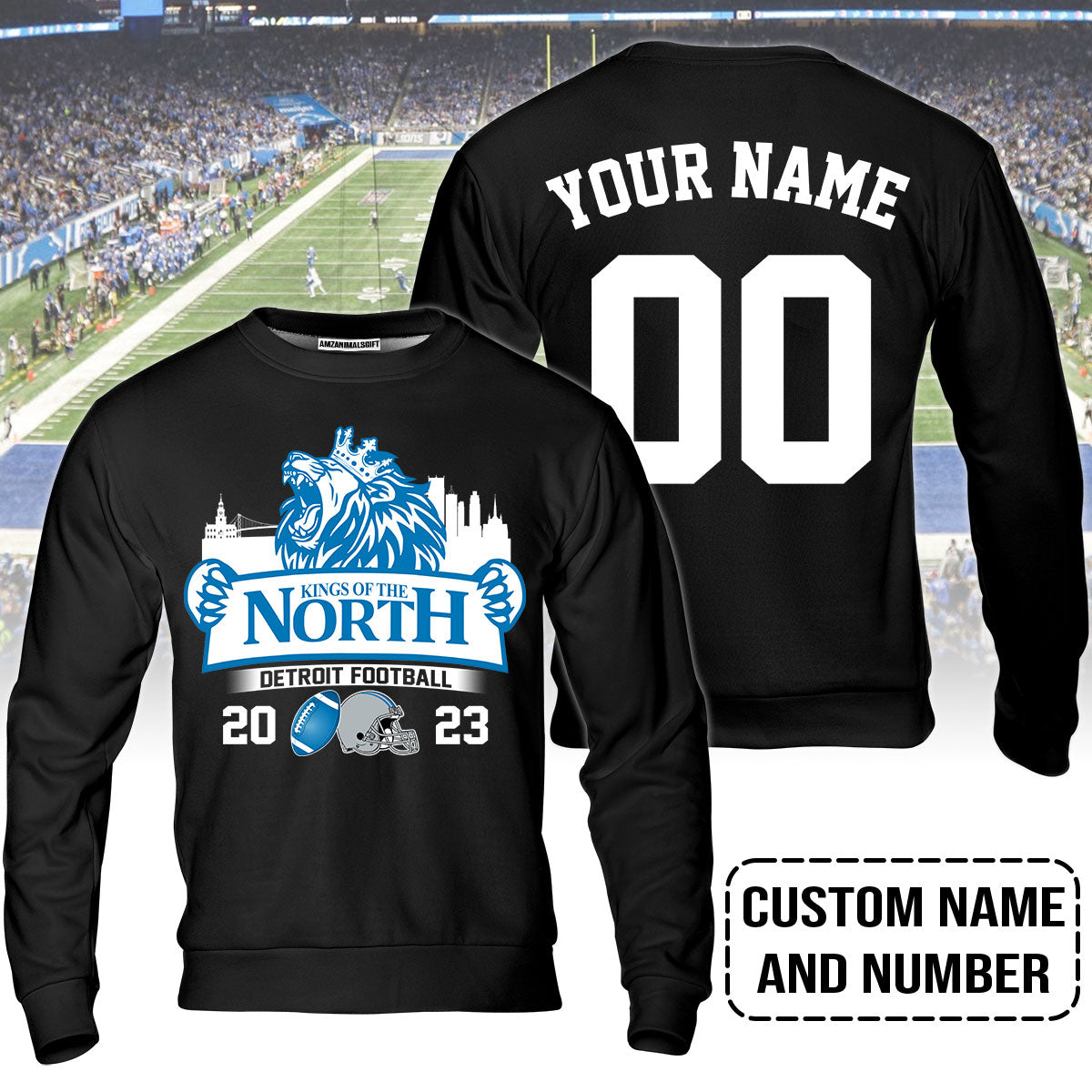 Detroit Football King Of The North 2023 Customized Sweatshirts, Conquered The North NFC North Champions Sweatshirt, Detroit Football Fan Gifts