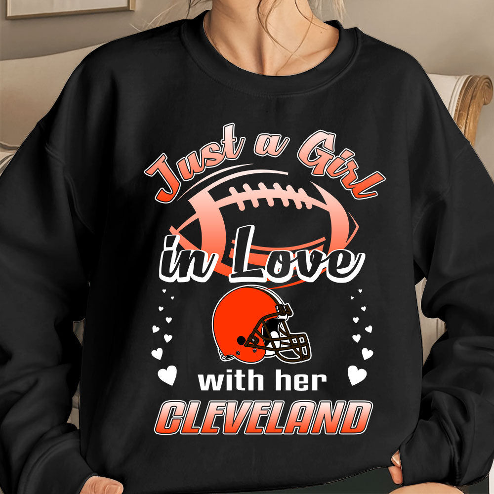 Cleveland Football Just A Girl In Love With her Cleveland T Shirt, Hoodie, Sweatshirt, Long Sleeve