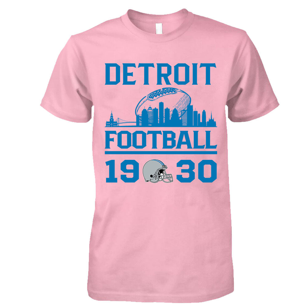 Detroit Football Skyline T-Shirts For Men Women Family Love Detroit Sport, 1930 Detroit Football T-Shirts