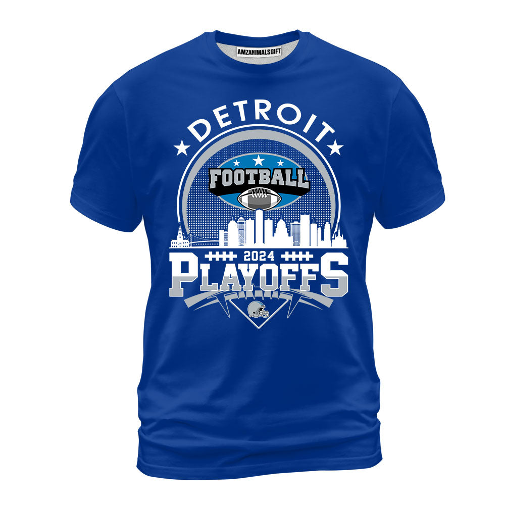 Detroit Football 2023-2024 Playoffs Skyline T-Shirt, Detroit Game Day T-Shirt, Playoffs Shirts For Detroit Football Fans