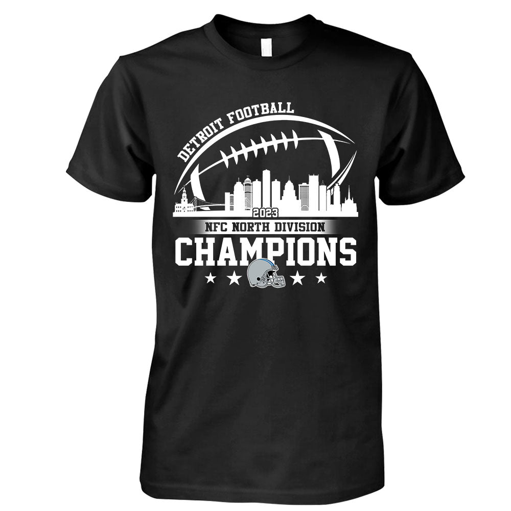 Detroit Football Skyline 2023 NFC North Champions T-Shirts, Conquered The North Champions Shirt, Detroit Football Fan Gifts