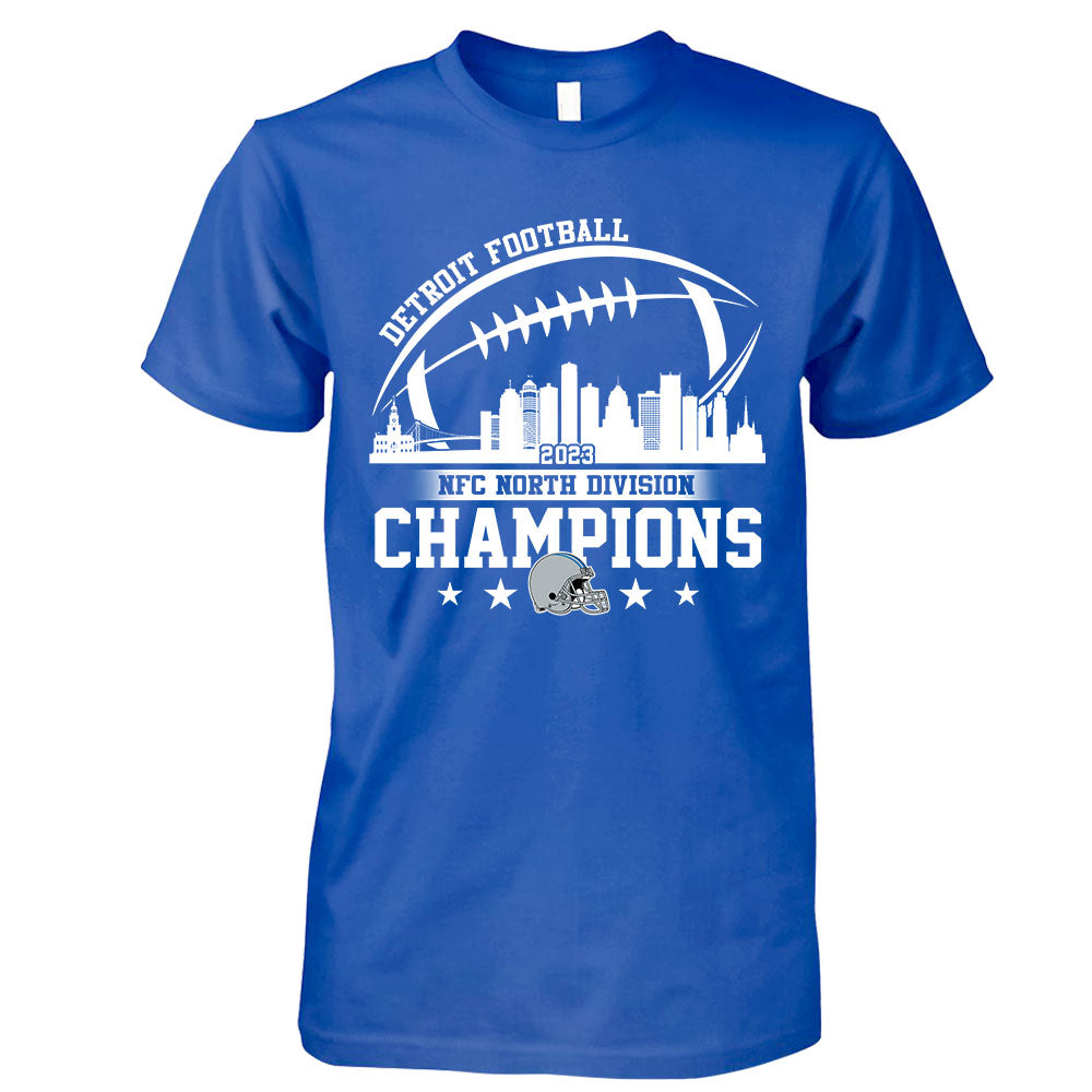2023 Detroit Football Skyline NFC North Champions T-Shirts, Conquered The North Champions Shirt, Detroit Football Fan Gifts