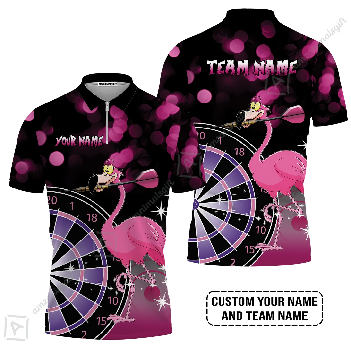 Personalized Darts Polo Shirt, Darts And Flamingo Customized Polo Shirt, Perfect Outfits For Darts Players, Darts Team