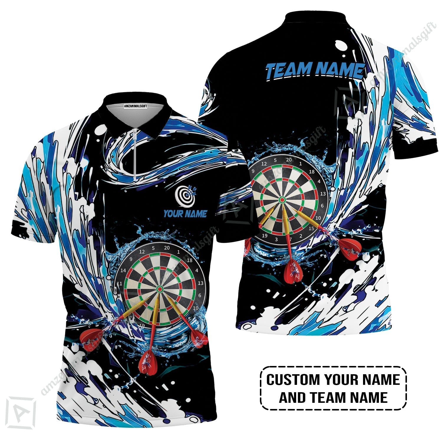 Custom Breath Of Water Darts Zip Polo Shirt, Personalized Darts For Team Zip Polo Shirt