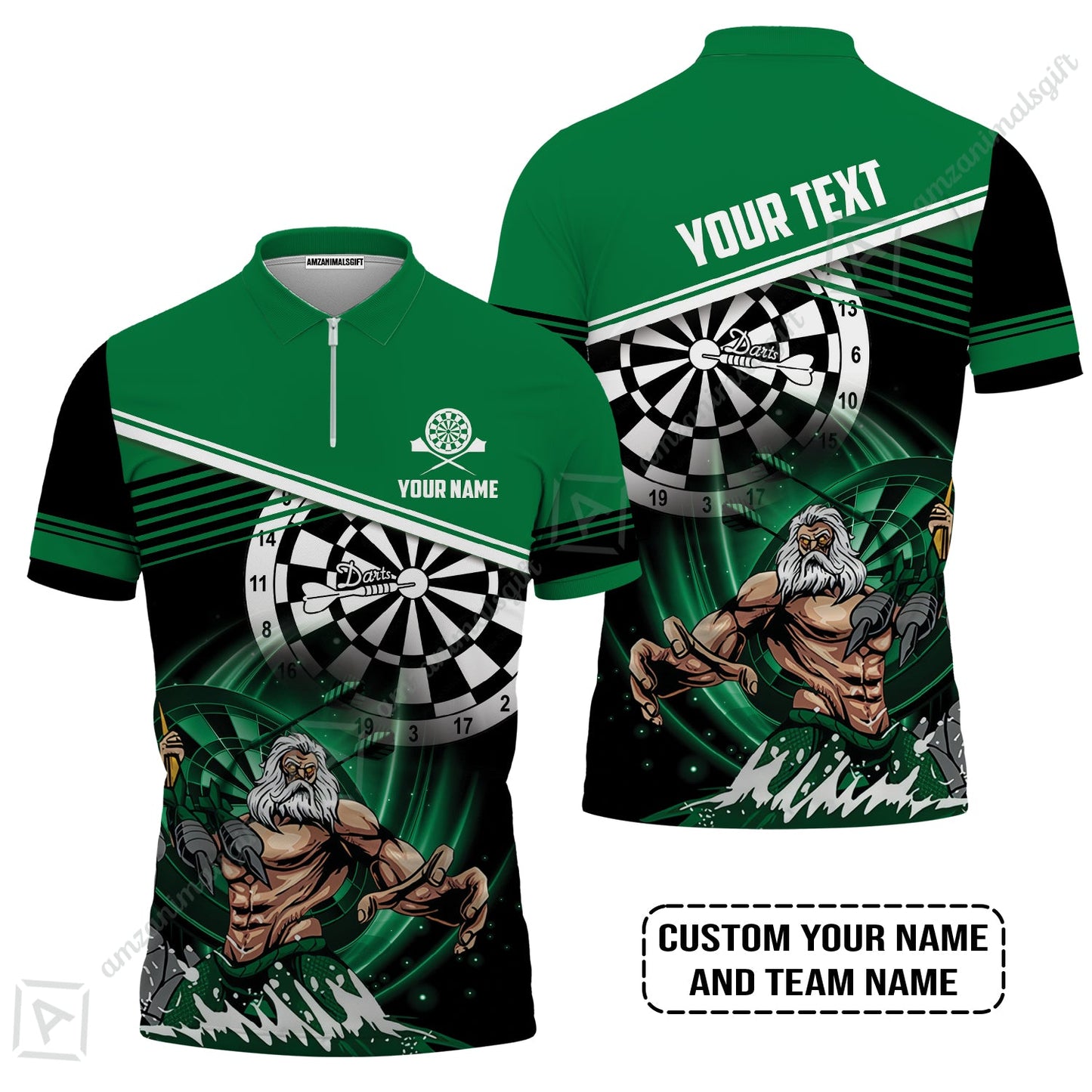 Customized Name & Text Darts Long Polo Shirt, Personalized Name Poseidon Darts Long Polo Shirt