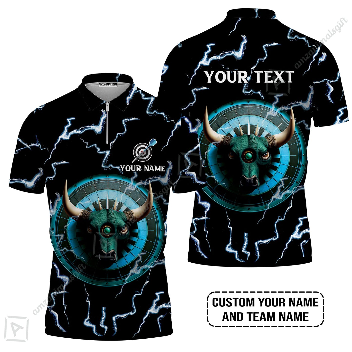 Customized Name & Text Darts Long Polo Shirt, Personalized Name Bullseye Dartboard Long Polo Shirt
