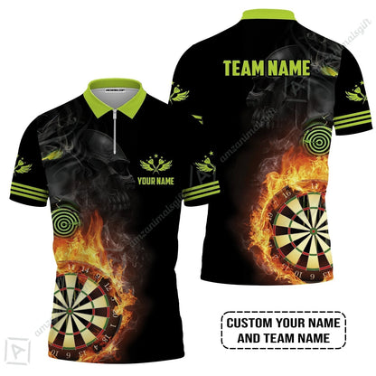 Customized Name & Team Darts Hawaiian Shirt, Skull Darts Flame Personalized Darts Hawaiian Shirt