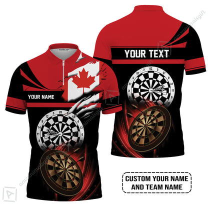 Customized Name & Text Darts Polo Shirt, Canada Flag Personalized Name Darts Polo Shirt