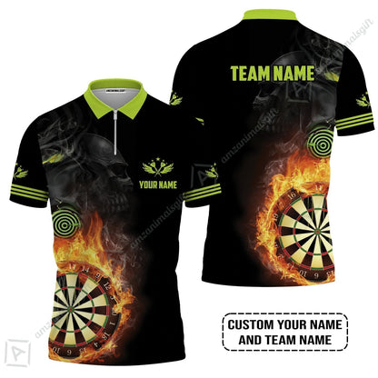 Customized Name & Team Darts Hawaiian Shirt, Skull Darts Flame Personalized Darts Hawaiian Shirt