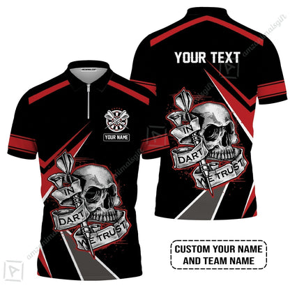 Customized Name & Text Darts Hawaiian Shirt, Skull In Darts We Trust Personalized Darts Hawaiian Shirt