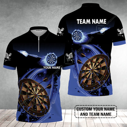 Customized Fire Darts Zip Polo Shirt, Personalized Darts For Team Zip Polo Shirt