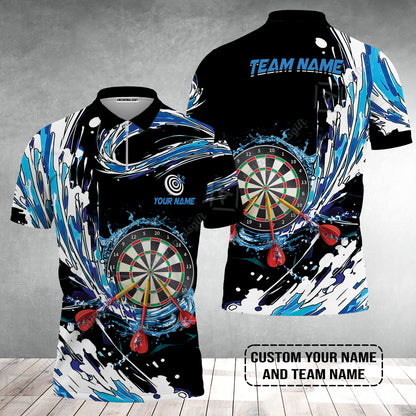 Custom Breath Of Water Darts Zip Polo Shirt, Personalized Darts For Team Zip Polo Shirt