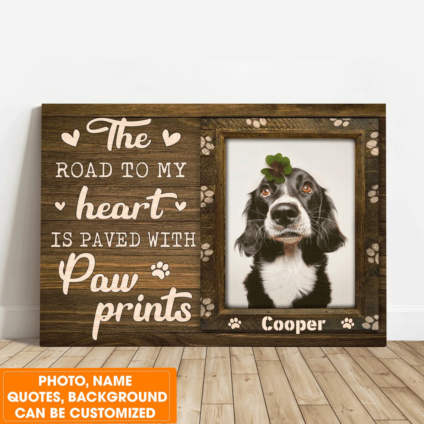 Personalized Dog Landscape Canvas, Custom Pet Photo, Beautiful Pawprints Dog Canvas, Perfect Gift For Dog Lovers, Friend, Family